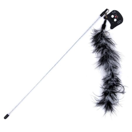 BPF Tail-Feather Designer Wand Cat Teaser - Black - One Size BP2477784